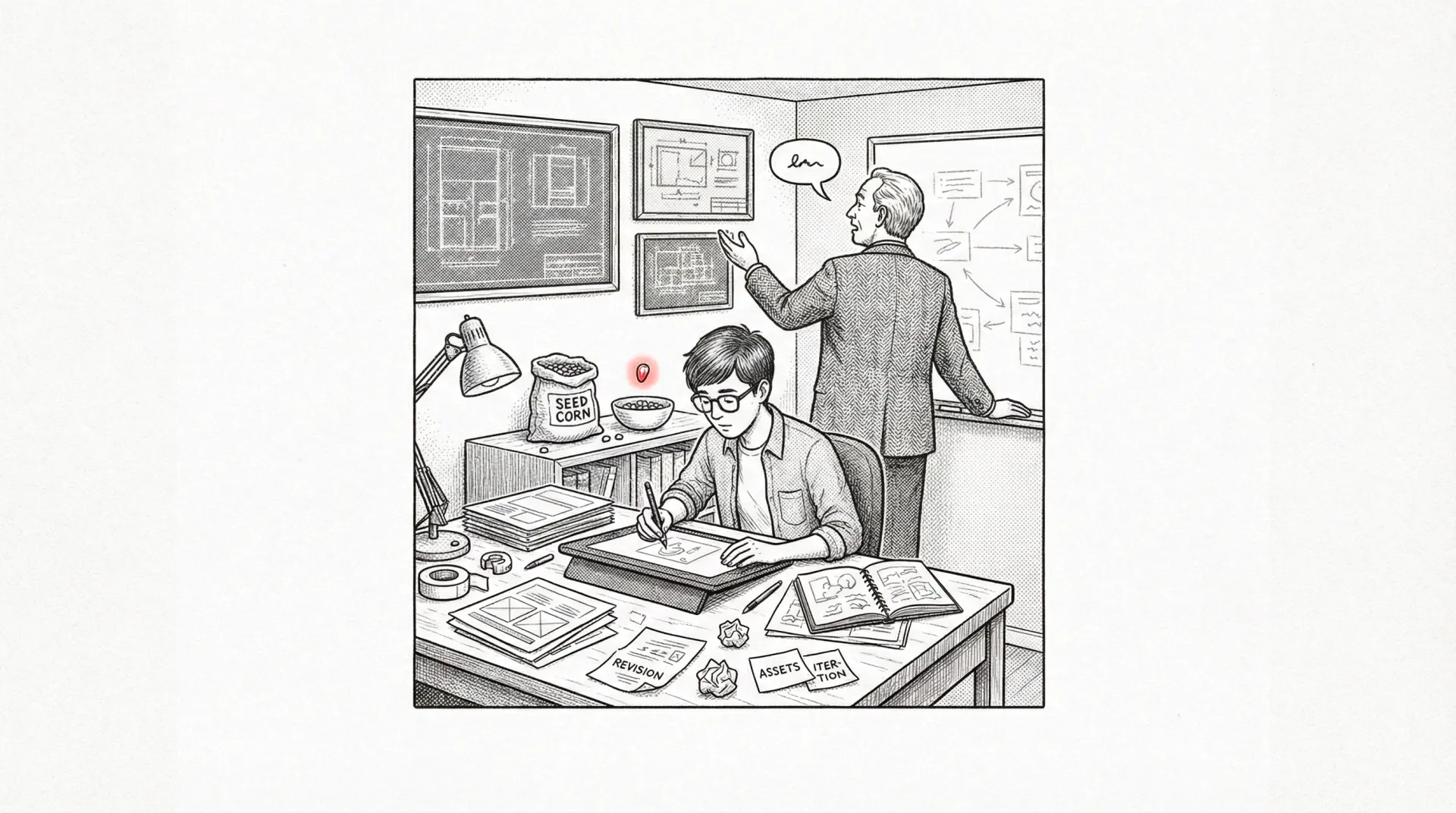 Cover illustration for: Who Trains the Next Art Director?